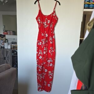 Skies Are Blue Red Floral Maxi Dress